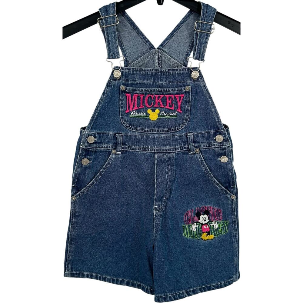 VTG 90s y2k Youth Girls Mickey & Co. Disney Denim Jean Bibs Overalls Shortalls~8